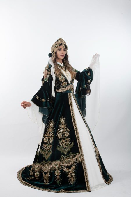 Hint İşi Zümrüt Yeşili Kaftan Kınalık