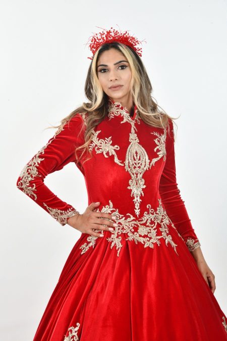 Kırmızı Kadife Nişanlık Kaftan