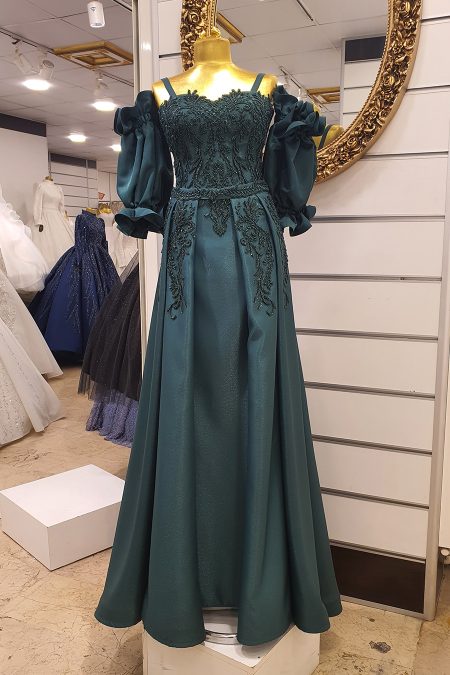 Portatif Kol Güpürlü Pilise Portatif Piliseli Etek Zümrüt Yeşili Kınalık