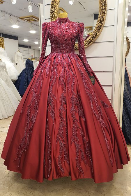 Full Güpürlü Pilise Etek Prenses Bordo Kınalık
