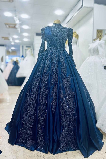 Tesettür Nişanlık Lacivert Pile Etek Lady Yan Pile Gövde
