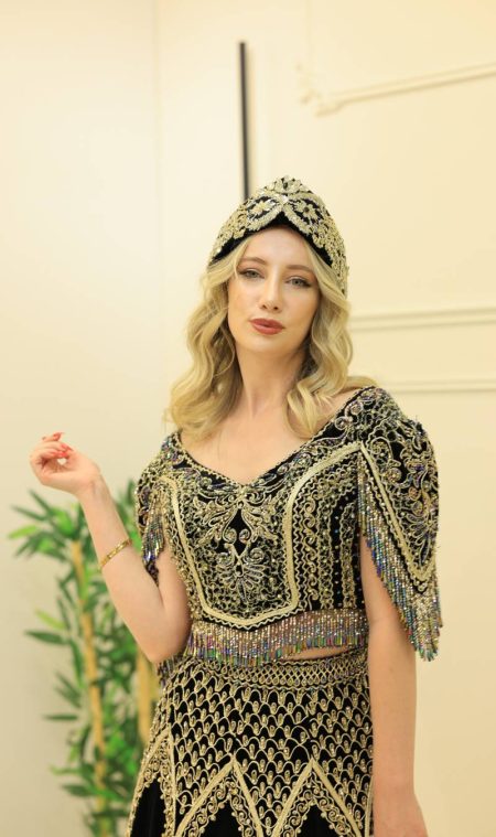 2 Parçalı Siyah Balık Hint Kaftan