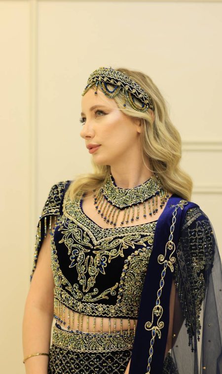 2 Parçalı Lacivert Balık Hint Kaftan