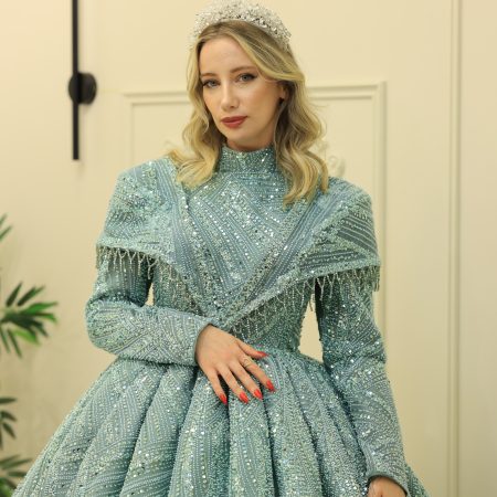 Kaburga Etek Omuz Feraye Sarkıt Taş İşlemeli Yeşil Nişanlık