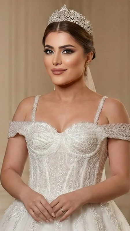 İp Askılı Düşük Kollu Gelinlik Modeli İşleme Detayı